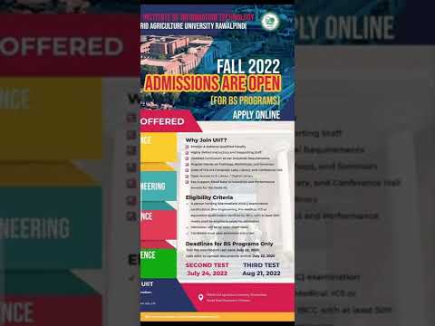 Uni Institute Of Information Technology Admissions 2022 |PMAS Arid Admissions 2022 |UAF Admissions
