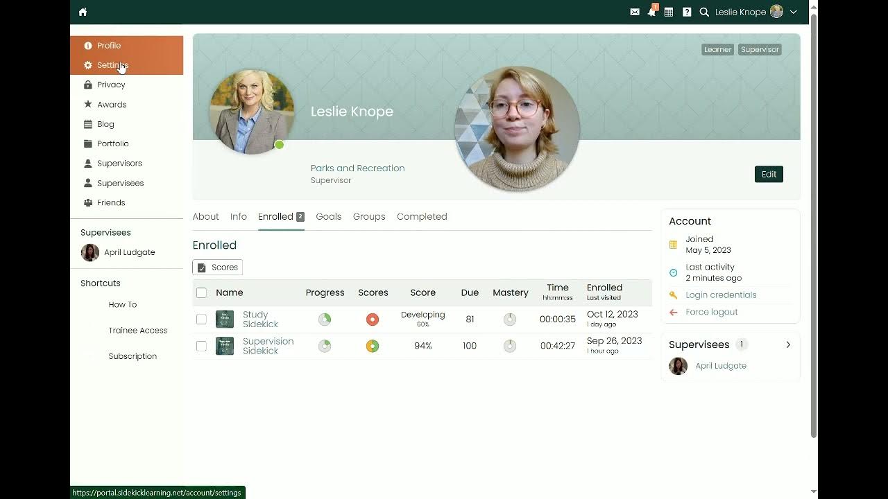 Customize Profile Sidekick Learning's ABA Learning Portal YouTube