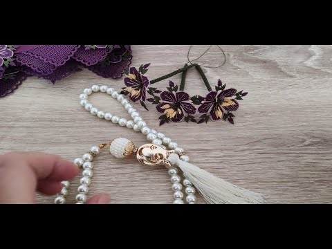 61.İĞNE OYASI TESBİH UCUNUN MONTAJI (NEEDLE LACE MAKİNG) (HERMOSA FLOR BEATİFULL FLOWERS)#youtube