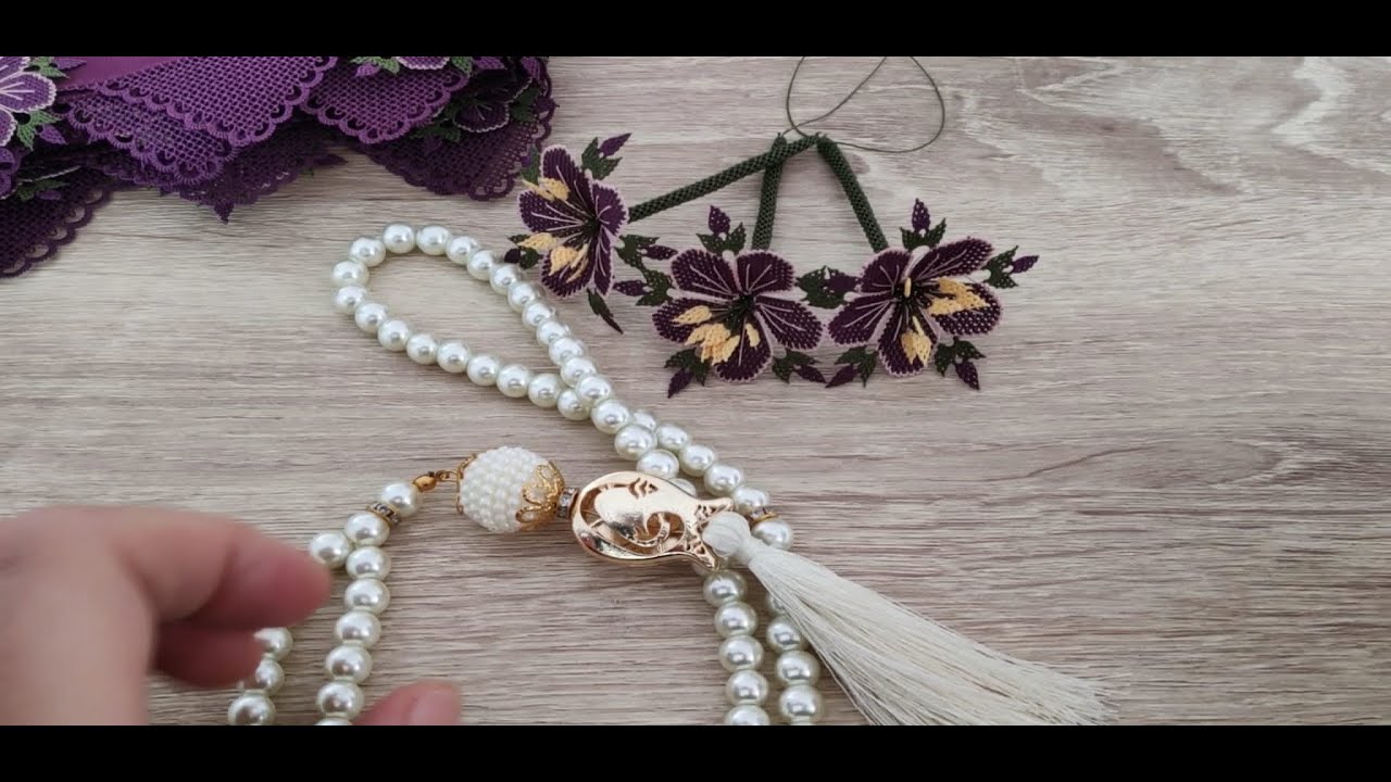 61.İĞNE OYASI TESBİH UCUNUN MONTAJI (NEEDLE LACE MAKİNG) (HERMOSA FLOR BEATİFULL FLOWERS)#youtube
