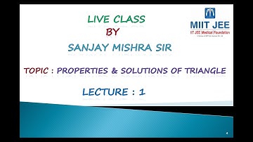 +1 Live/ SOT/L-1/ IIT JEE/ By Sanjay Mishra Sir