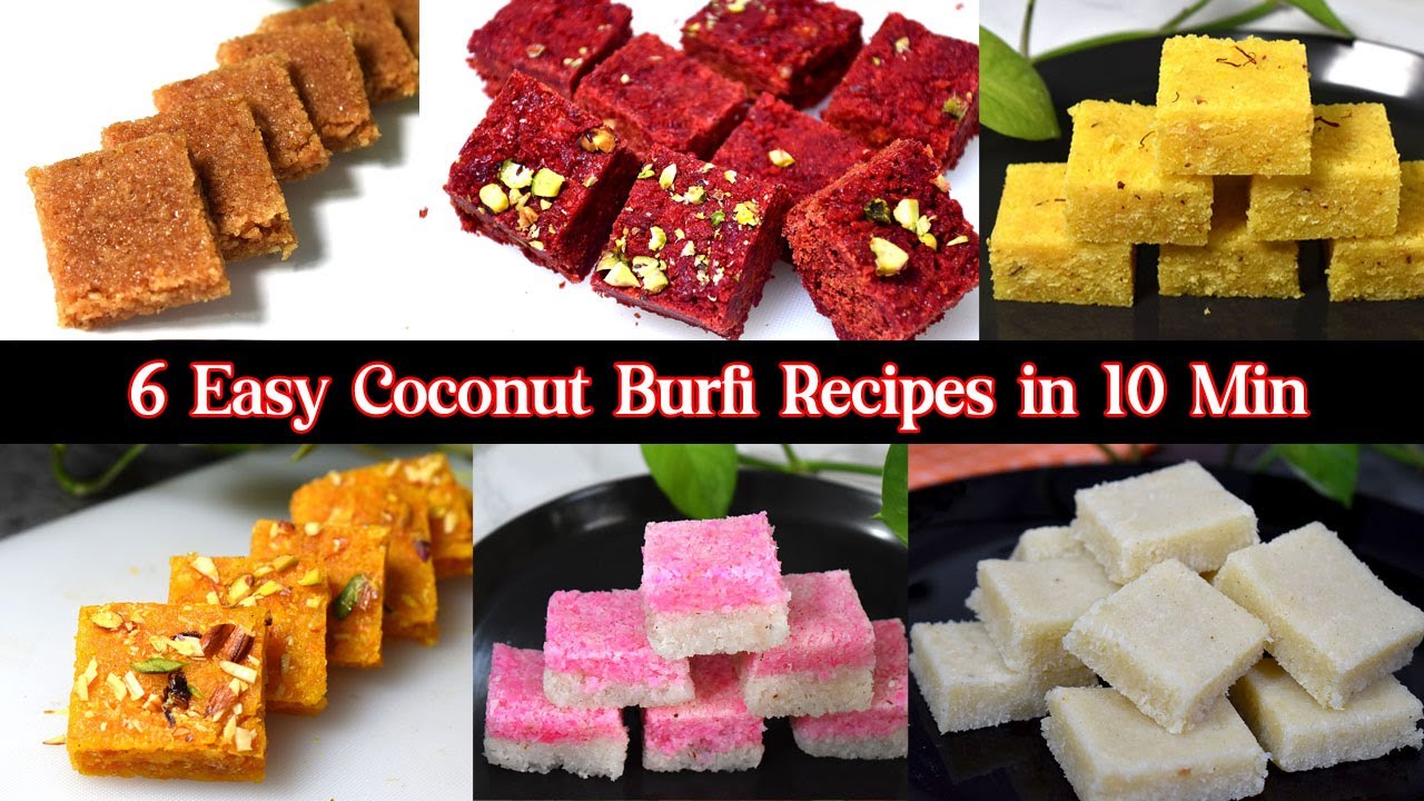 சுலபமான 6 வகை தேங்காய் பர்பி ரெசிப்பீஸ் 10 நிமிசத்தில்-Top 6 Coconut Burfi  Recipes in 10 Min
