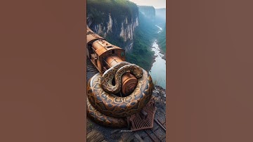 Rare discovery of python circling a train in the Amazon forest #python #jungle #rare #bus #truck