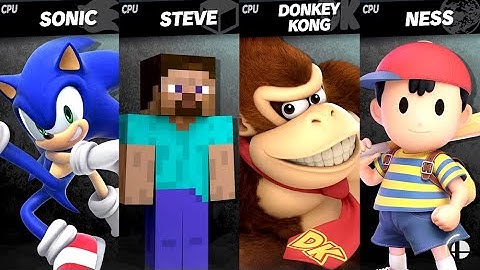 Sonic VS Steve VS Donkey Kong VS Ness LV 9 CPU Battle Super Smash Bros Ultimate