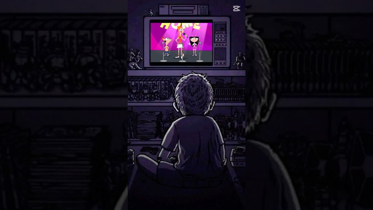 Boy watching Phineas and Ferb on TV !!!! 