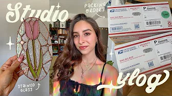 packing stained glass orders, glass cutting & new markers 📦🌷