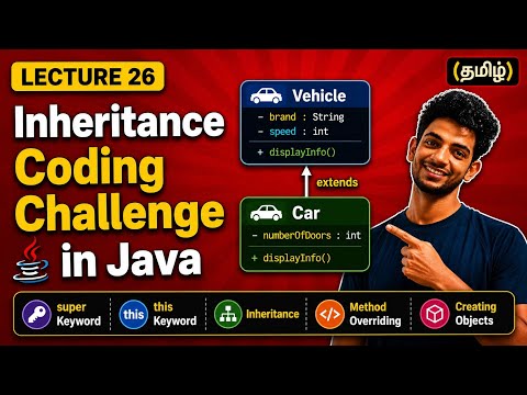 Inheritance Coding Challenge in Java | super, this, Method Overriding & Objects | Lecture 26 Tamil