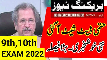 10th class date sheet 2022-9th class date sheet 2022-Boards Exam 2022-Matric Exam Date Sheet 2022