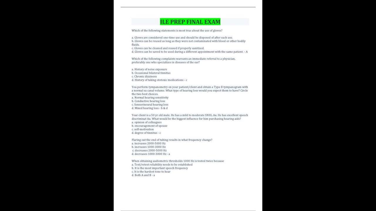 ILE PREP FINAL EXAM QUESTIONS AND ANSWERS - YouTube