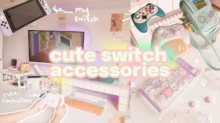 unboxing cute switch accessories 🍓 pastel controllers, thumb grips, kawaii bags (ft. funlab switch)