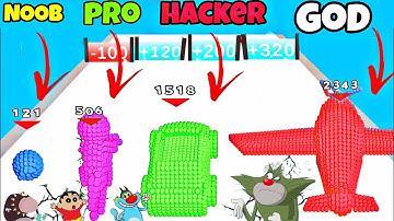 NOOB vs PRO vs HACKER vs GOD In Pixel Battle 3d Game | Oggy, Jack, Shinchan, Bob || Daddy Gaming 🤪