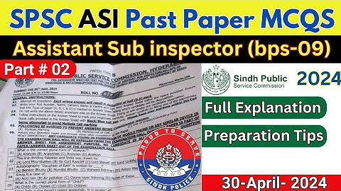 Assistant sub-inspector (bps-9) Past Paper MCQs 2024 #SPSC ASI #sindhpolice Part 2