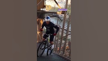 Cyclist Climbs Eiffel Tower by Bike in Record Time! 🚴‍♂️🗼 | Newsround