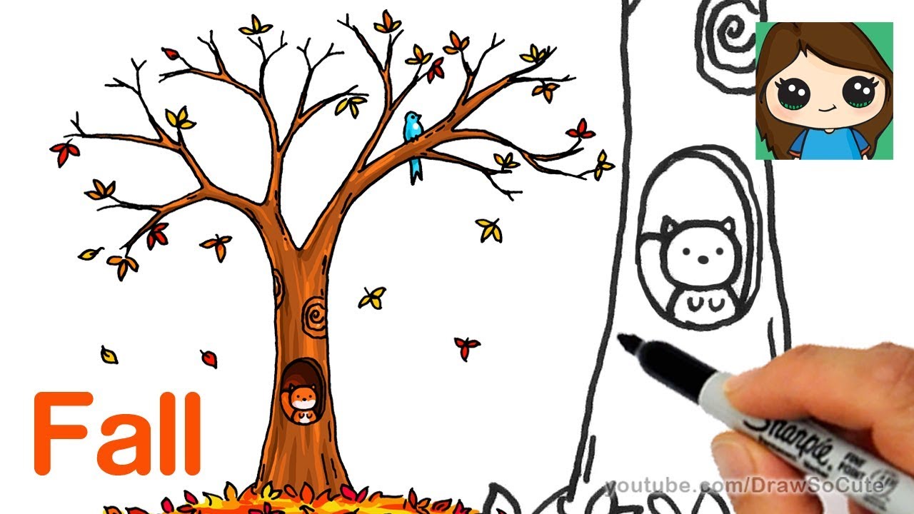 How to draw a fall tree ✏️ - YouTube