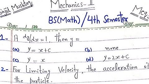 Gcuf past paper of Mechanics 2 of Bs math 4 semester