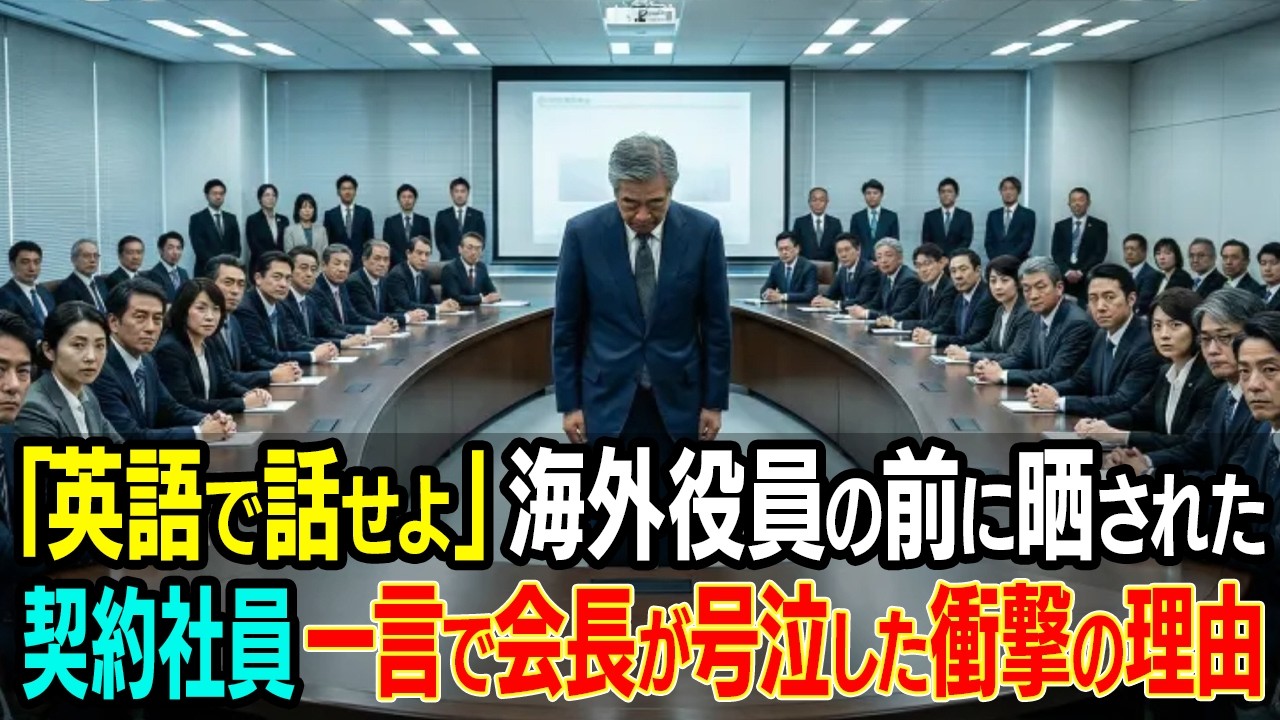 【感動する話】「英語で話せよ」海外役員の前に晒された契約社員。一言で会長が号泣して衝撃の理由【朗読・シニア】