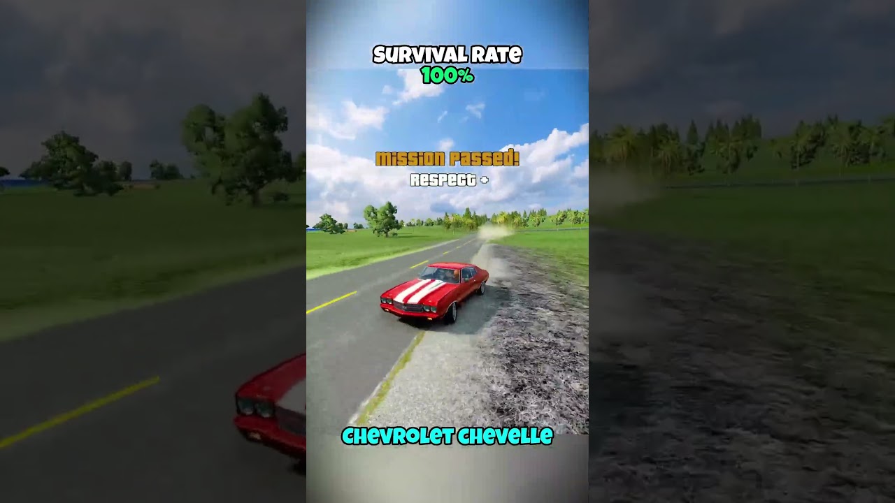 which car overtakes the truck and what is the survival chance