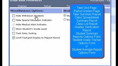 CBE TeacherLogic Grade Book Preferences -- Part 4 Miscellaneous