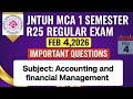 👉JNTUH MCA R25 Accounting & Financial Management 1st semester Important Questions | don't Miss 👍🏼👍🏼