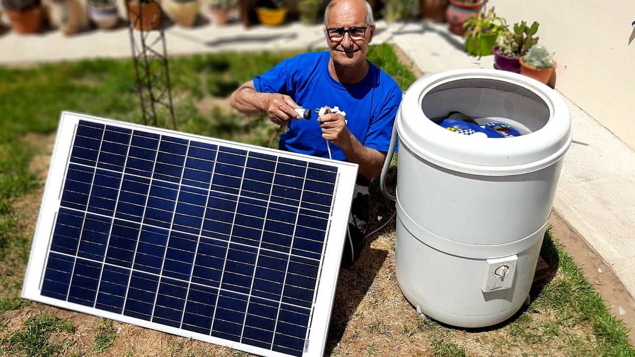 LAVADORA Funcionando con ENERGIA SOLAR - 100% Sustentable - YouTube