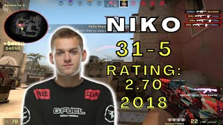 【Classic CSGO POV】NiKo highest rating game (31-5) vs ORDER (Mirage) IEM Katowice 2018