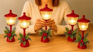 DIY Christmas Poinsettia Candle Holder from Jar Lids & Glass Goblet 🌺 Easy & Stunning Holiday Decor