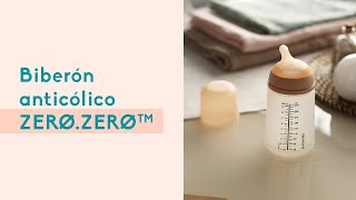 Suavinex Biberón Anticólico ZERØ.ZERØ™ tetina flujo adaptable (A), 180 ml