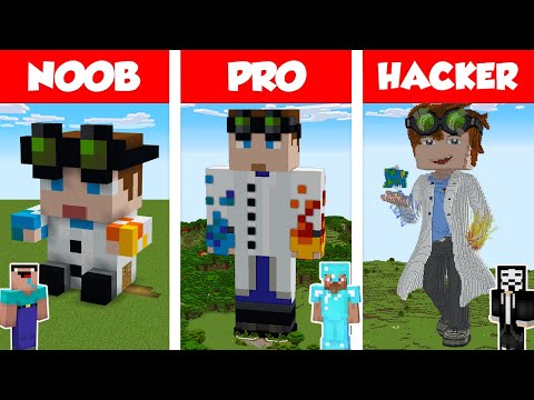 Minecraft NOOB vs PRO vs HACKER: WIEDERDUDE STATUE HOUSE BUILD CHALLENGE in Minecraft / Animation