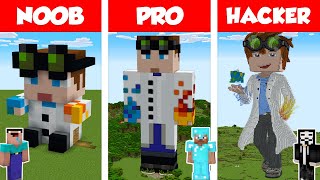 Minecraft Noob Vs Pro Vs Hacker: Wiederdude Statue House Build Challenge In Minecraft / Animation