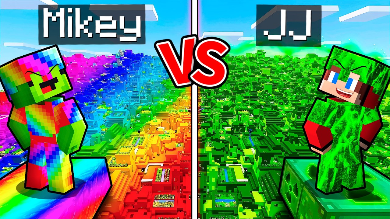 JJ and Mikey : RAINBOW vs NUCLEAR Village Battle in Minecraft ! - Maizen