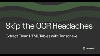 Skip the OCR Headaches: Extract Clean HTML Tables with Tensorlake