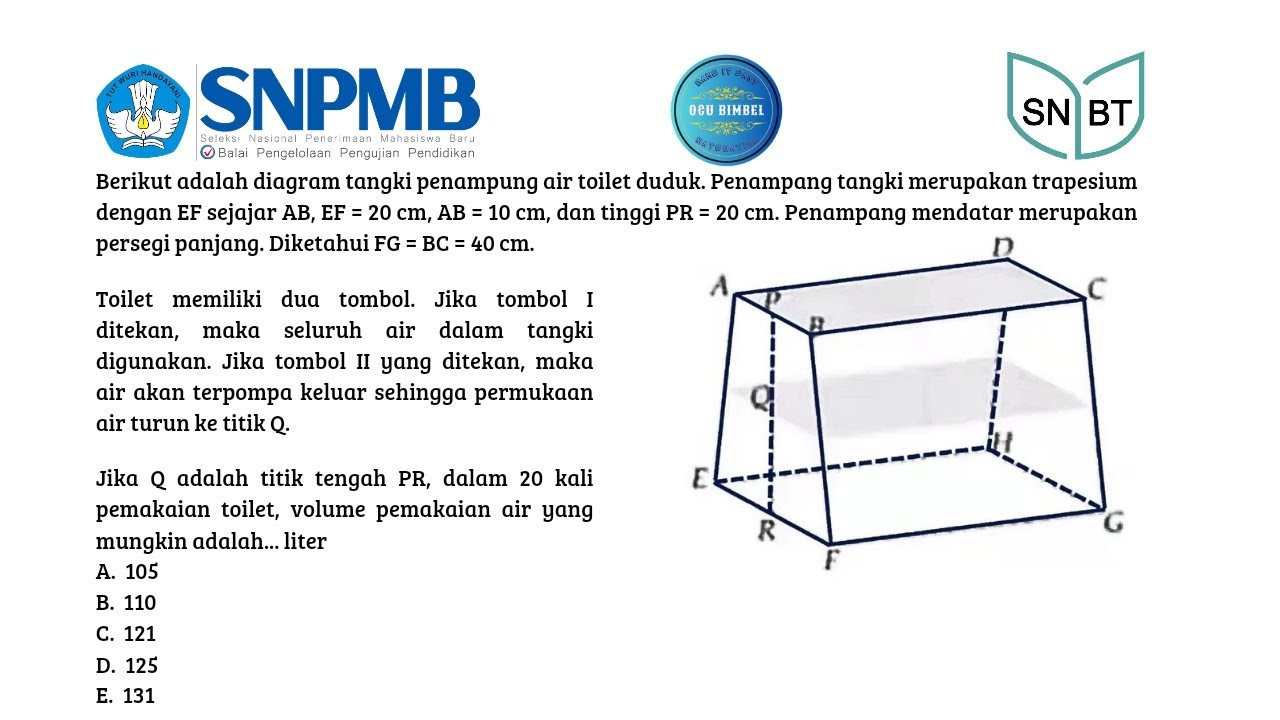 FR Soal Asli Penalaran Matematis SNBT 2024 (Penampang Tangki Toilet) Pake Prinsip Diophantine