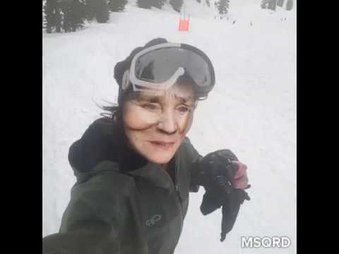 Gilf Old lady snowboarding Mt. Baker , wa