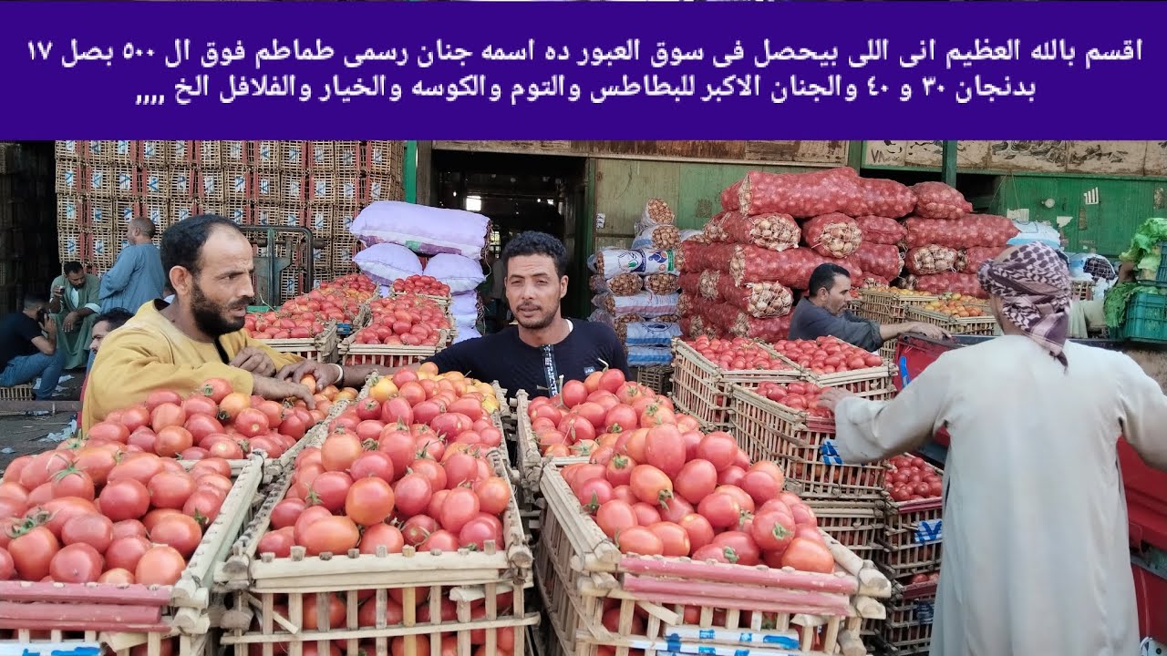 اقسم بالله العظيم انى اللى بيحصل فى سوق العبور اسمه جنان رسمى طماطم فوق ال ٥٠٠ بصل ١٧ بدنجان ٣٠ و ٤٠