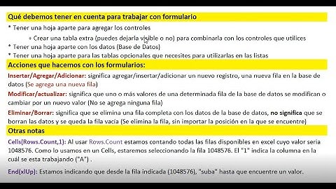 Acciones que hacemos con los formularios EXCEL