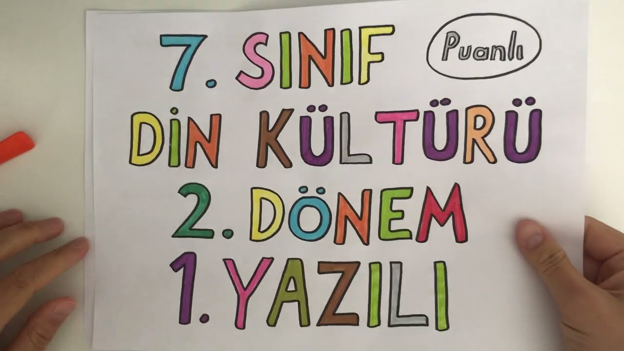 7. Sınıf Din Kültürü 2. Dönem 1. Yazılı (PUANLI)