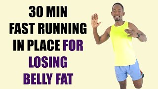 LOSE BELLY FAT RUNNING IN PLACE30 Min FAST Running Workout No Treadmill300 Calories