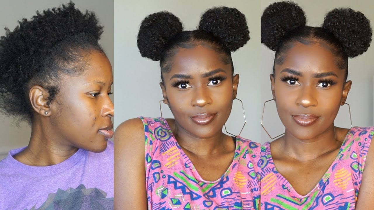 Before Wash Day: Large Curly Minnie Mouse Buns On Short 4C Natural Hair ...