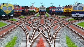 🔰Ix Trains Crossing By Curves Branches Railroad Crossing Tracks || train wala video train wala game  screenshot 1