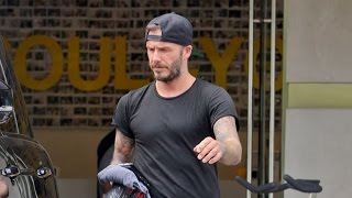 David Beckham Gets His Food To Go After Sweaty Workout Session