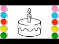 Cake drawing for kids, Coloring for toddlers | Birthday cake drawing