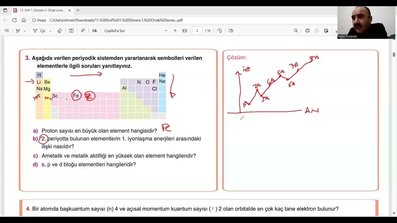 11. sınıflar KİMYA 1.dönem 1. yazılı