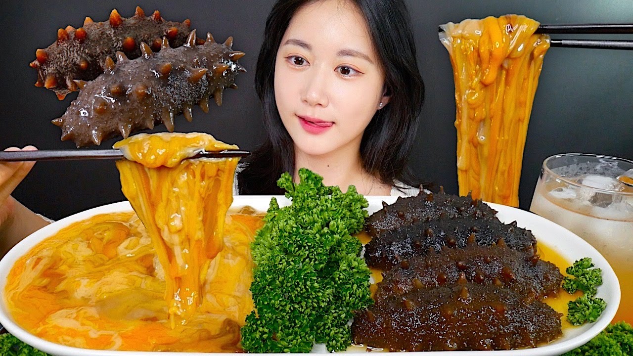 ASMR MUKBANG | Маринованный В Соевом Соусе Трепанг, Внутренности Трепанга🌊 *Морской Огурец | eating
