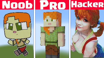 NOOB VS PRO VS HACKER - Realistic Alex Minecraft Pixel art