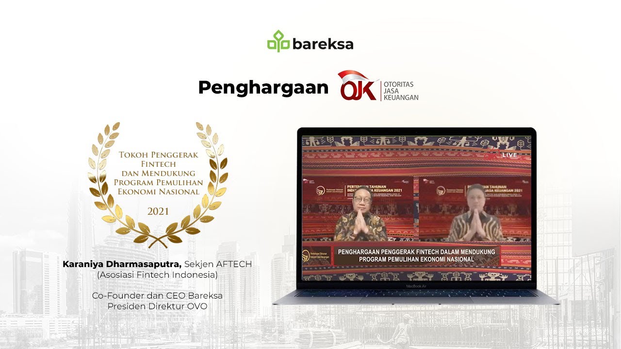 Ucapan Terima Kasih Ceo Bareksa Kepada Ojk Atas Penghargaan Sebagai Tokoh Penggerak Fintech Youtube