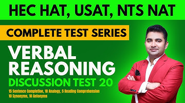 Verbal Reasoning I Discussion Test 20 I HEC Scholarship Test I English with Sir Azeem