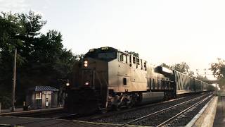 8/23 CSX`s P&LE sticker unit 3173 leads I111westbound doublestack container train at St Denis MD
