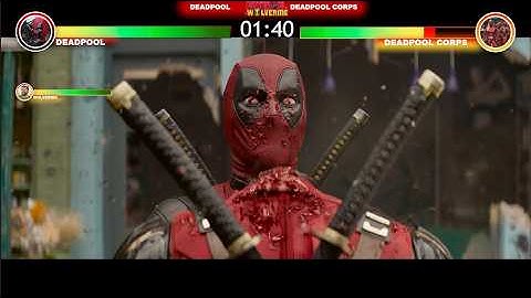 Deadpool & Wolverine - Deadpool and Wolverine vs Deadpool Corps Fight Battle with healthbars