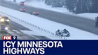 Icy Minnesota roads: Vehicles slipping, sliding all over screenshot 4