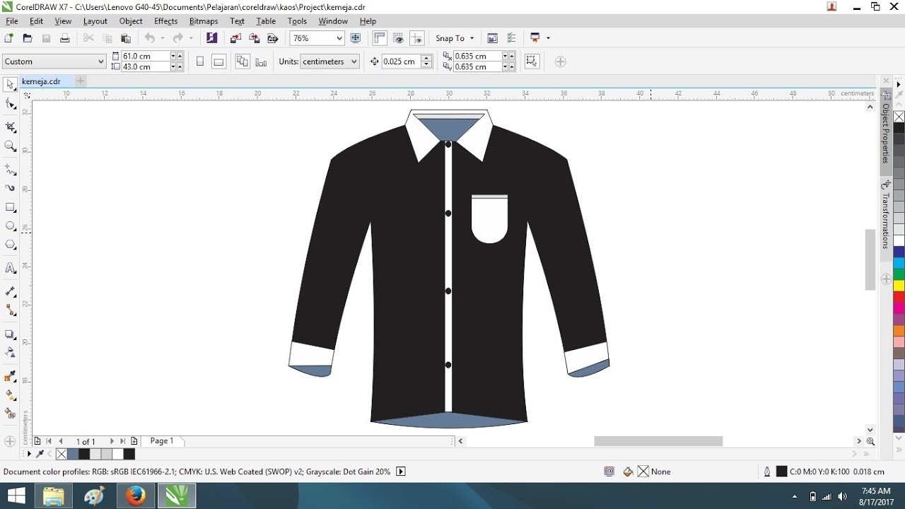 TUTORIAL MEMBUAT DESAIN KEMEJA DI COREL DRAW TURORIALCDR14